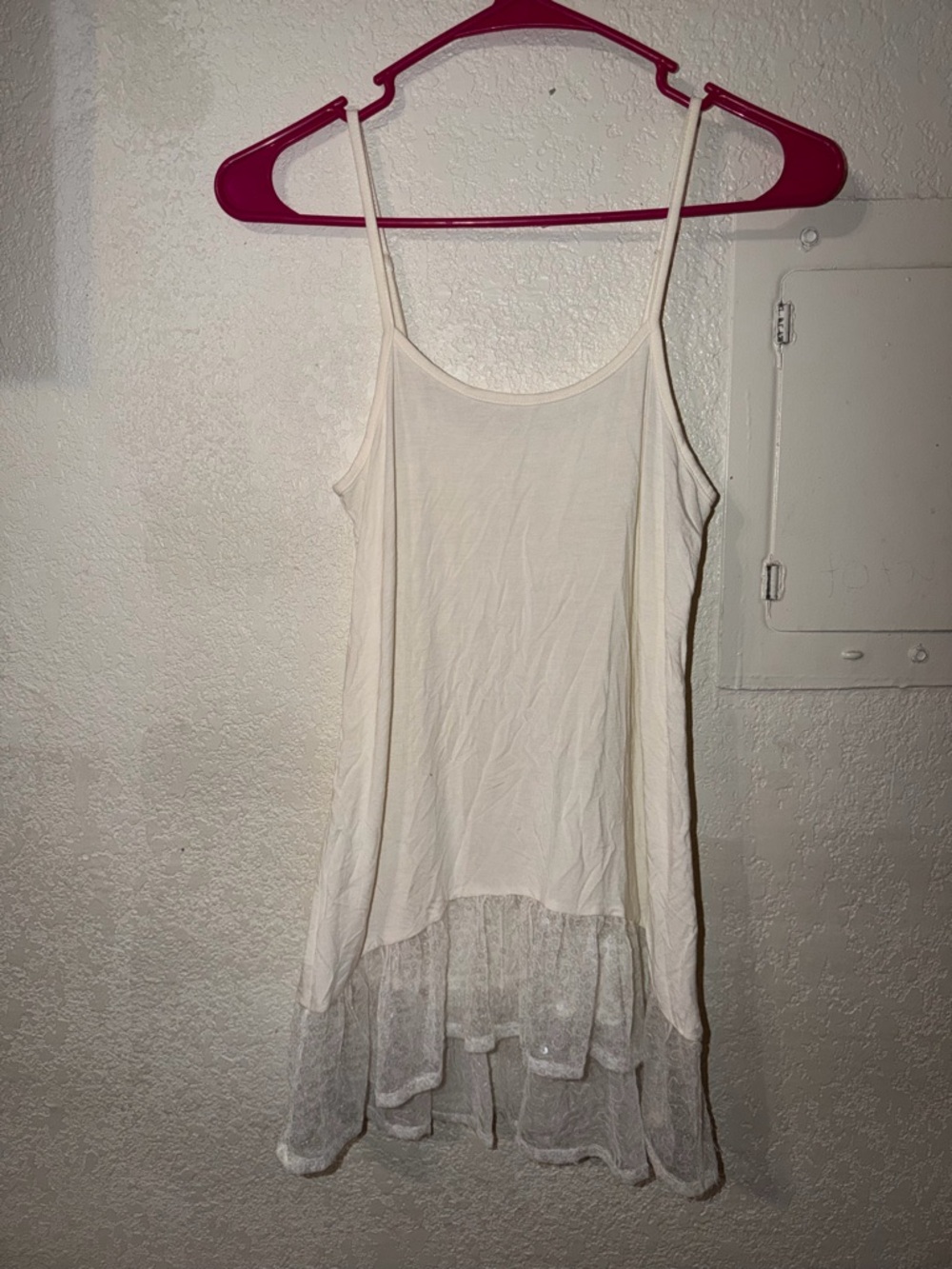 Cream Layered Spaghetti Strap Tank Top